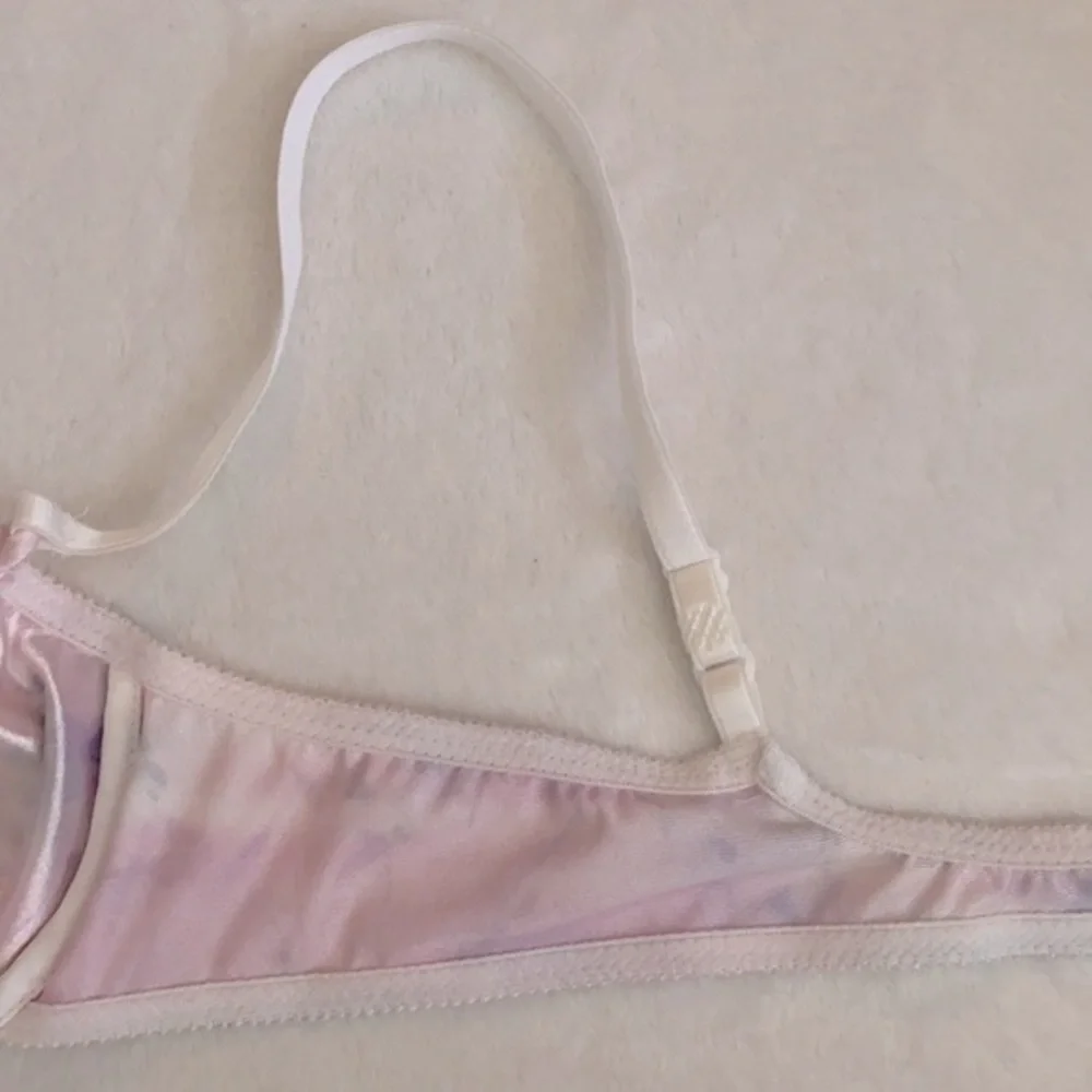 {VTG} Christian Dior | Watercolor Unlined Plunge Front Closure Underwire Bra 34A - Picture 7 of 15
